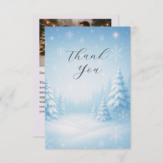 Winter Wonderland Wedding Flat Thank You Card (正面/裏面)