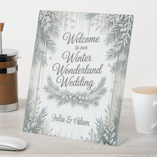Winter Wonderland Wedding with Calligraphy Text 台座サイン (インサイチュ)