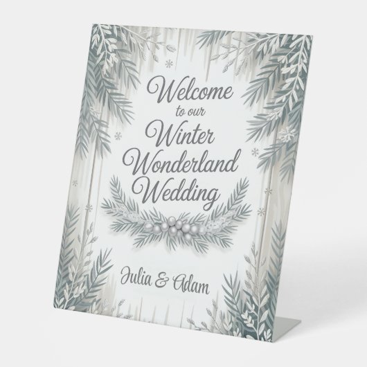 Winter Wonderland Wedding with Calligraphy Text 台座サイン (正面)