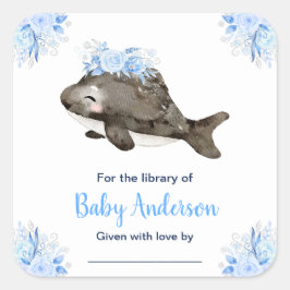 Winter Wonderland Whale Baby Shower Bookplate スクエアシール
