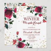 Winter Wonderland White Flowers invitation 招待状 (正面/裏面)