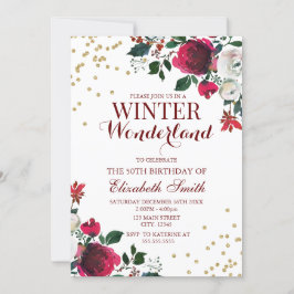 Winter Wonderland White Flowers invitation 招待状