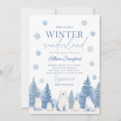 Winter Wonderland Woodland Animals Baby Shower 招待状 (正面)