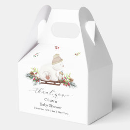 Winter Wooden Sleigh Polar Bear Baby Shower フェイバーボックス