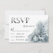 Winter Woodlandの結婚応答カードRSVP 出欠カード (正面)