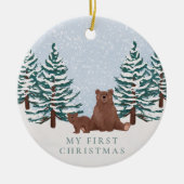 Winter Woodland私の初めてのクリスマス写真Keepsake セラミックオーナメント (正面)