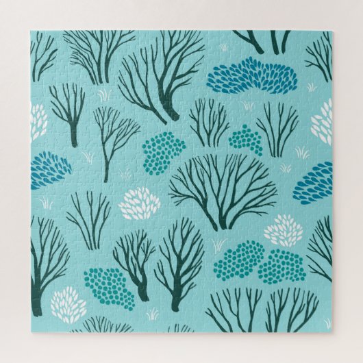 Winter Woodland：シームレスなヴィンテージ ジグソーパズル (縦)