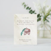 Winter Woodland 素朴 Pine Cone日付を保存 案内ポストカード (スタンド正面)