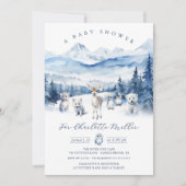 Winter Woodland Animal Baby Shower Invite 招待状 (正面)