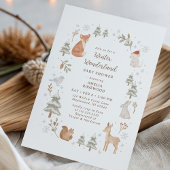Winter Woodland Animals Baby Shower 招待状