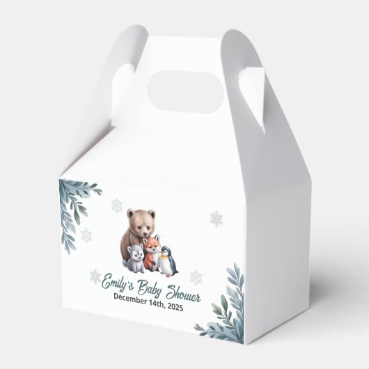 Winter Woodland Animals Baby Shower Favor Box フェイバーボックス (正面サイド)