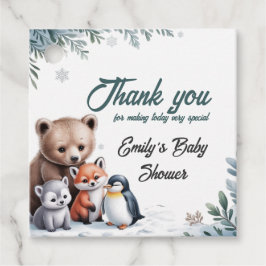 Winter Woodland Animals Baby Shower Favor Tag フェイバータグ