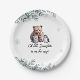 Winter Woodland Animals Baby Shower Paper Plate ペーパープレート