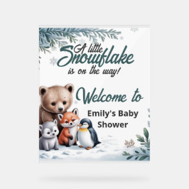 Winter Woodland Animals baby shower Welcome アクリルサイン