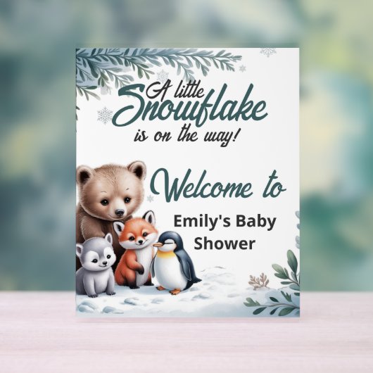 Winter Woodland Animals baby shower Welcome アクリルサイン (ニュートラル)