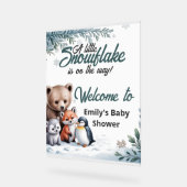 Winter Woodland Animals baby shower Welcome アクリルサイン (傾斜)