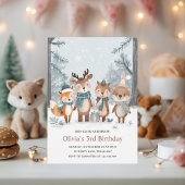 Winter Woodland Animals Birthday 招待状