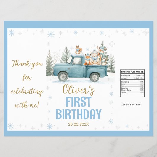 Winter Woodland Animals Birthday Chip Bag Wrapper チラシ (正面)