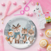 Winter Woodland Animals Birthday Party ペーパープレート (パーティー)