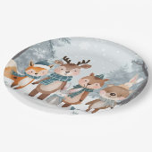 Winter Woodland Animals Birthday Party ペーパープレート (アングル)