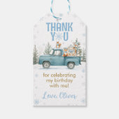 Winter Woodland Animals Birthday Thank You ギフトタグ (正面)