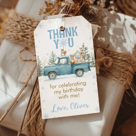 Winter Woodland Animals Birthday Thank You ギフトタグ