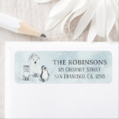 Winter Woodland Animals Custom Christmas ラベル (インサイチュ)