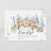 Winter Woodland Animals Diaper Raffle Card エンクロージャーカード (正面/裏面)