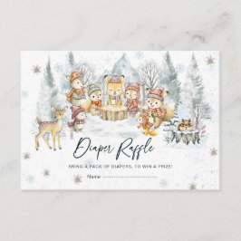 Winter Woodland Animals Diaper Raffle Card エンクロージャーカード