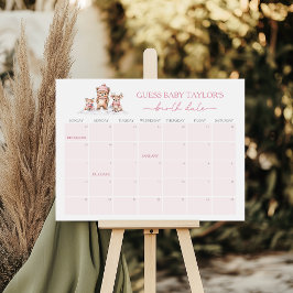 Winter Woodland Animals Due Date Calendar Game ポスター
