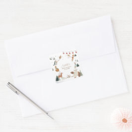 Winter Woodland Animals Forest Baby Shower スクエアシール