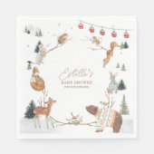 Winter Woodland Animals Forest Baby Shower スタンダードランチョンナプキン (正面)