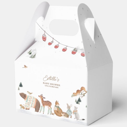 Winter Woodland Animals Forest Baby Shower フェイバーボックス (正面)