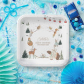 Winter Woodland Animals Forest Baby Shower ペーパープレート (パーティー)
