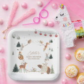 Winter Woodland Animals Forest Baby Shower ペーパープレート (パーティー)