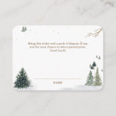 Winter Woodland Animals Forest Baby Shower Diaper エンクロージャーカード (裏面)