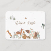 Winter Woodland Animals Forest Baby Shower Diaper エンクロージャーカード (正面)