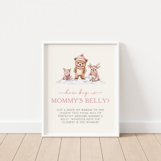 Winter Woodland Animals How Big is Mommy's Belly ポスター