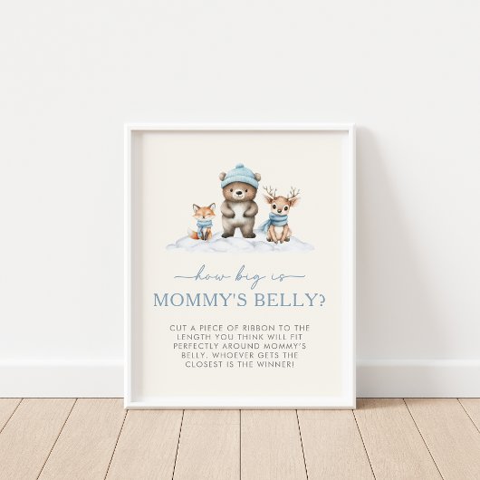 Winter Woodland Animals How Big is Mommy's Belly ポスター
