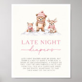 Winter Woodland Animals Late Night Diapers Game ポスター (正面)