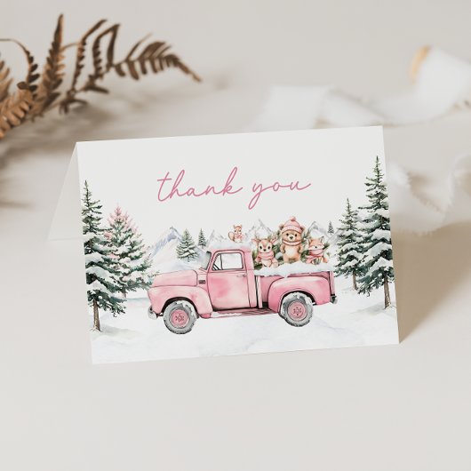 Winter Woodland Animals Thank You Card サンキューカード