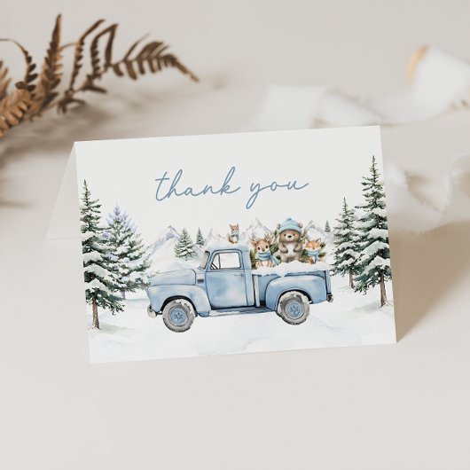 Winter Woodland Animals Thank You Card サンキューカード