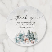 Winter Woodland Baby Cold Outside Circle Thank You フェイバータグ (正面)