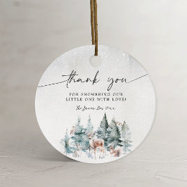 Winter Woodland Baby Cold Outside Circle Thank You フェイバータグ
