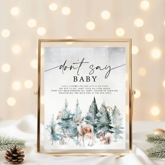 Winter Woodland Baby Cold Outside Don't Say Baby ポスター