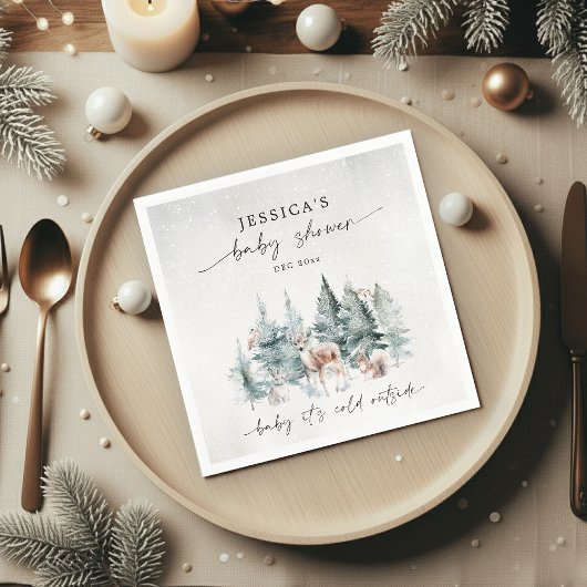 Winter Woodland Baby It's Cold Outside Baby Shower スタンダードカクテルナプキン