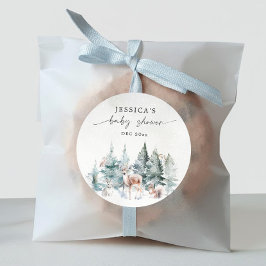 Winter Woodland Baby It's Cold Outside Baby Shower ラウンドシール