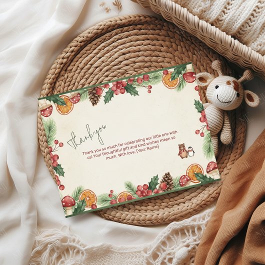 Winter Woodland Baby Shower サンキューカード