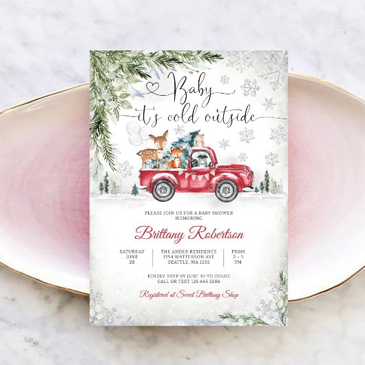 Winter Woodland Baby Shower Invitation 招待状