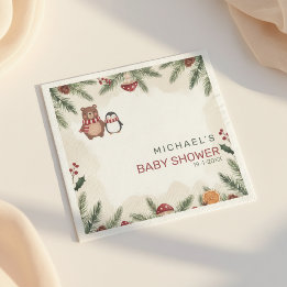 Winter Woodland Baby Shower Napkins スタンダードカクテルナプキン